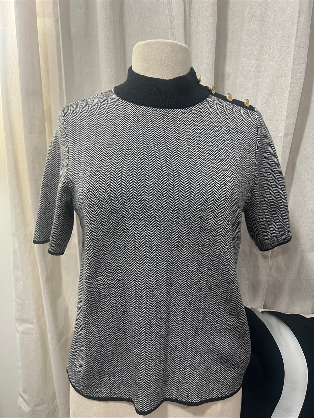 Michael Kors Herringbone Mock Neck Top